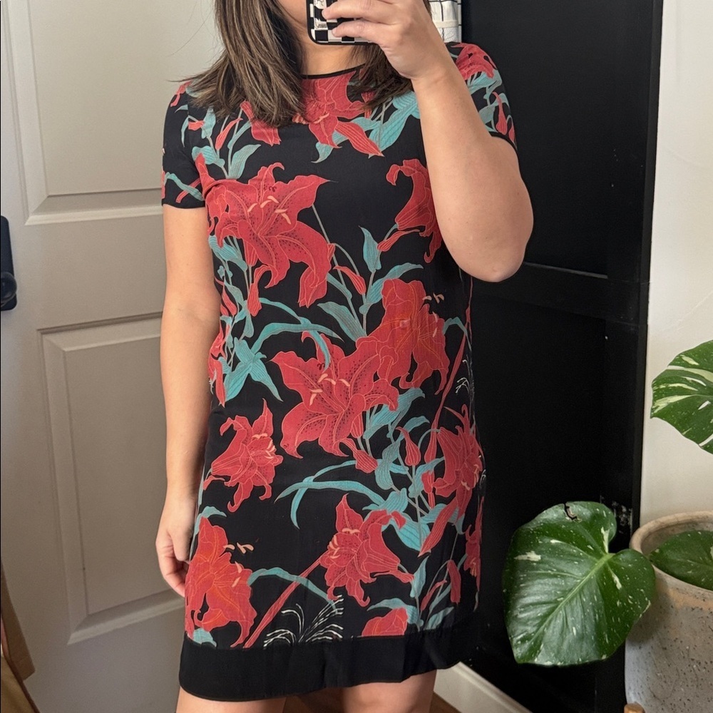 French connection Appelona Silk Blend Red Lilly Dress. S
